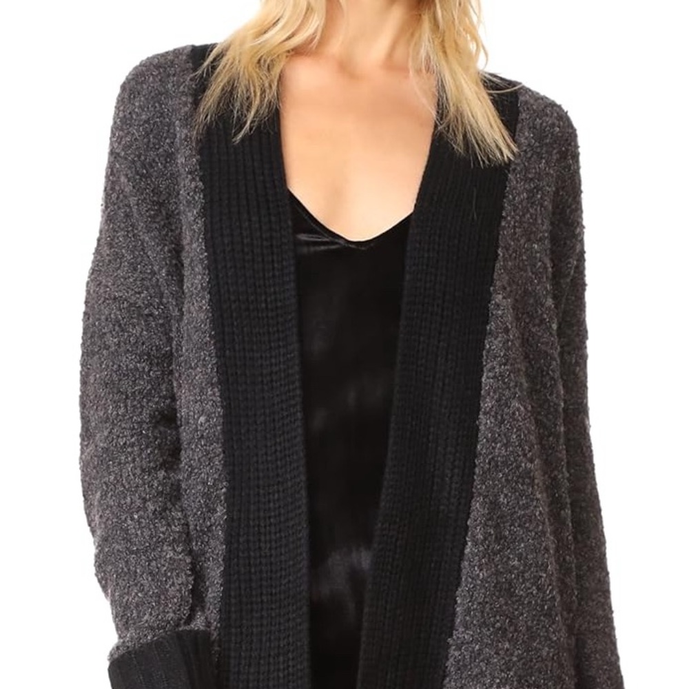 Cozy Charcoal Open-Front Sweater